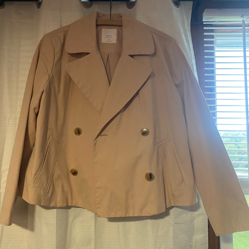 Women's Pale Pink Double-Breasted Swing Jacket